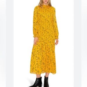 NWT Melloday Smocked Floral Print Long Sleeve Midi/Maxi Dress in Yellow